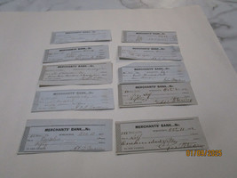 MERCHANT NATIONAL BANK BURLINGTON VT  RECEIPTS 10 LOT 1850S  BLUE - £35.73 GBP