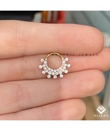 Three layer Septum 14K Gold with Natural Diamond Clicker Daith Piercing ... - $230.00+