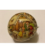 VTG WEST GERMANY PAPER MACHE ROUND ORNAMENT CHRISTMAS CANDY CONTAINER - £15.53 GBP