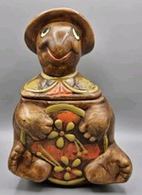 VTG MCM California Pottery Happy Hippy Sitting Turtle 12&quot; Ceramic Cookie... - £36.54 GBP