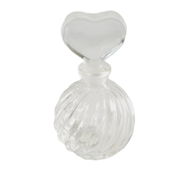 Heart Top Perfume Bottle Cut Glass Vanity Display Vintage Art Deco - £11.81 GBP