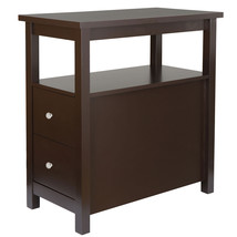 Chairside End Table With 2 Drawer And Shelf For Living Room Narrow Stand - £71.30 GBP