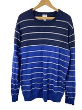 Old Navy XXL 2XL Sweater Mens Blue Gray Stripe Long Sleeve Pullover Knit - £29.13 GBP
