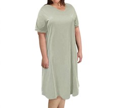 On The Plus Side cotton ultra soft short sleeve sleep tee - plus in Sage... - $56.00