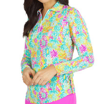 Nwt Ladies Ibkul Lilli Violet Multi Long Sleeve Adjustable Polo Golf Shirt S M L - £47.95 GBP