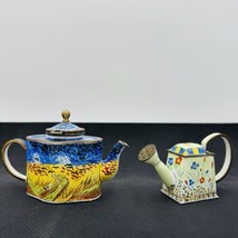 Vintage Kelvin Chen Enameled Water Can &amp; Teapot Van Gogh Painted Rare Miniature - $58.50