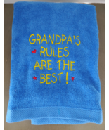 Grandpa&#39;s Rules Are The Best Embroidered on Tri Fold Royal Blue Golf Towel - $234.47 MXN