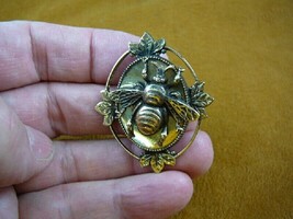 (B-bee-106) Bumble bee honey bees oval leaf pin pendant Brooch love safe striped - £12.76 GBP