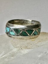 Zuni ring Turquoise band size 5.75 sterling silver women - £52.82 GBP