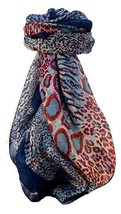 Mulberry Silk Contemporary Square Scarf Chanderi Navy by Pashmina &amp; Silk - £20.91 GBP