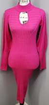 Almost Famous Bodycon Dress Womens Small Pink Ribbed Rayon Keyhole Mock Neck - $37.01