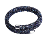 Double Lap Shimmering Rhinestones Wrap Bracelet - New - Blue - $16.99