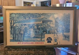 Pabst Blue Ribbon Vintage LARGE Framed Picture Sign Roanoke Transit Company - £279.68 GBP