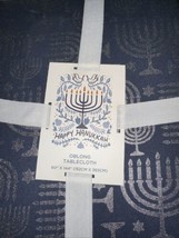 &quot;HAPPY HANUKKAH&quot; 1pc 60&quot; x 144&quot; HAPPY HANUKKAH TABLECLOTH NAVY BLUE/SILV... - $54.97