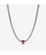 925 Sterling Silver Halo Heart Choker Necklaces 40CM   393549C01-40 - $47.80