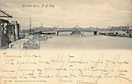 New York City~Panorama Harlem River Showing Boats SHIPS~1905 Photo Postcard - £6.82 GBP