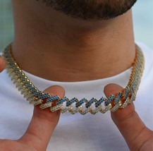men&#39;s 12 mm x 20 &quot; Simulated Diamond Miami Cuban Link Choker Necklace - £701.13 GBP