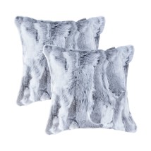 Set Of Two 18" Grey Rabbit Natural Fur Throw Pillows - $162.49