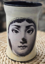 Designer made tin unique pen / brush holder / vase. Handmade. Signed - $25.64