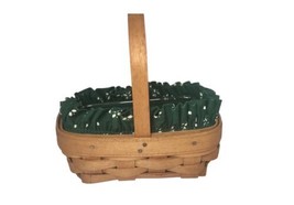 2000 Longaberger Small Parsley Booking Basket Green Cloth Liner Combo  6" Wide - $14.95