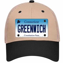 Greenwich Connecticut Novelty Khaki Mesh License Plate Hat - £23.17 GBP