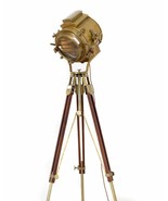 Halloween Spot Light Antique Brass Floor Lamp With Brown Tripod Free Shi... - $175.22