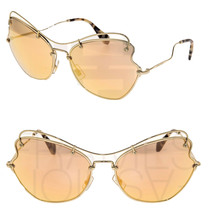 Miu Miu Scenique Butterfly 56R Pale Gold Mirrored Oversized Sunglasses MU56RS - £140.66 GBP