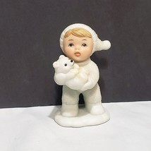 HOMCO Snow Baby Holding Polar Bear Cub 3&quot; Winter 5501 Child Figurine Por... - £12.40 GBP