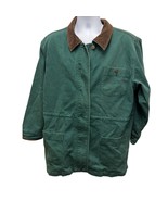 Vintage Denim Co Jacket Chore Barn Coat Adult M Flannel Lined Corduroy 90s GREEN - $85.49