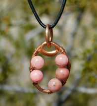 Pink Rhodonite Copper Pendant Necklace for Love Harmony &amp; to Balance Emotions - £16.03 GBP