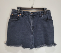 Vintage Levi&#39;s 36550 Jean Shorts Women&#39;s Size 14 Black Denim Distressed - $16.10