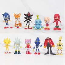 12Pcs Set Sonic The Hedgehog Action Figures Doll Model Collectible Toys Kids - £14.89 GBP