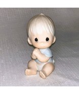 PRECIOUS MOMENTS Vintage 1983 Baby Boy Sitting Porcelain Mini Figurine R... - £68.73 GBP