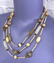 Graduated Multi Strand Earth Tones Semi Precious Stones Hippie Boho Neck... - £15.53 GBP