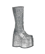 DEMONIA STA301G/S MEN&#39;S Silver Glitter 7&quot; Platform Gogo Dancer Knee High... - £90.03 GBP