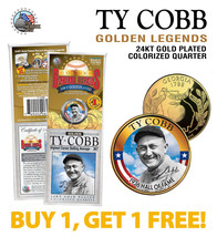 Ty Cobb Golden Legends 24K Gold Plated Georgia State Quarter U.S. Coin - Bogo - £9.71 GBP
