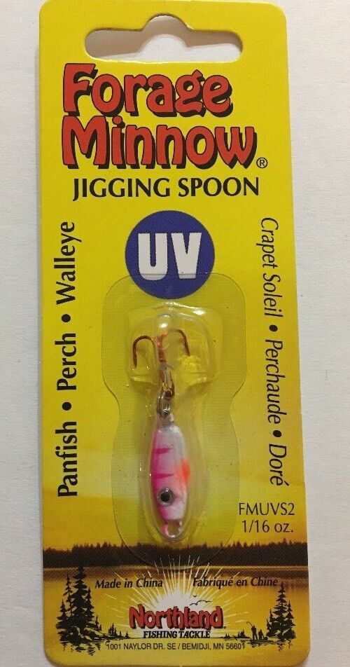 Northland Tackle Forage Minnow Jigging Spoon UV-FMUVS2-26 Pink Tiger 1/1... - $11.76