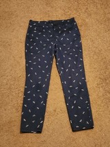 NYDJ Women&#39;s Size 10 Dark Navy Blue Dragonfly Print Stretch Ankle Pants - $19.79