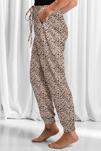Khaki Leopard Elastic Waist Casual Joggers - $18.60