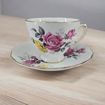 Vintage Royal Vale Bone China Teacup &amp; Saucer Set Pink and Yellow Roses ... - £11.06 GBP