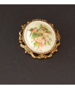 Jewelry-SKU#87-Pendant-Vintage Painted and Signed Brooch Bird &amp; Nest Flo... - $28.80