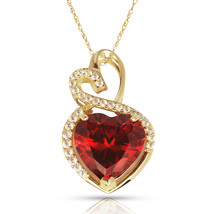 14K Solid Yellow Gold Heart Birthstone Created Diamond Pendant 4.50ctw - £159.83 GBP