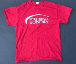 Red White Football Sunday T-shirt Medium Sports Graphic Tee - $3.96