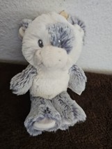 Aurora Baby Cow Plush Stuffed Animal Grey Ivory White Small Rattle Stripe Feet - $13.37