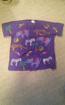 015 Womens EZL petites Shirt Animals Purple PM Zebra Elephant Tiger Moon... - $9.89