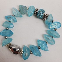 Vintage Apatite Blue Stretchy Beaded Bracelet Decrease Hunger Enhance Cr... - £9.91 GBP