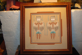 Navajo Indian Sand Art Painting Framed Matted Four Way Yeis - £19.65 GBP