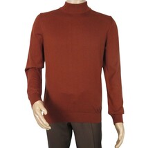 Men's Sweater Knit By BRANGO Turkey Mock Neck Cotton Blend 21050 Brick image 8