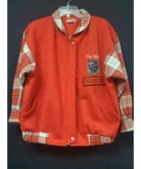 Gym Fashion Varsity Jacket Coat Red Plaid Sleeves Zip Up Unisex 1980s Vi... - €63,59 EUR