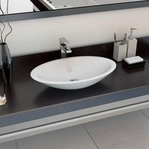 vidaXL White Mineral Cast Wash Basin 23.3"x13.8" White Ceramic Sink - €128,36 EUR